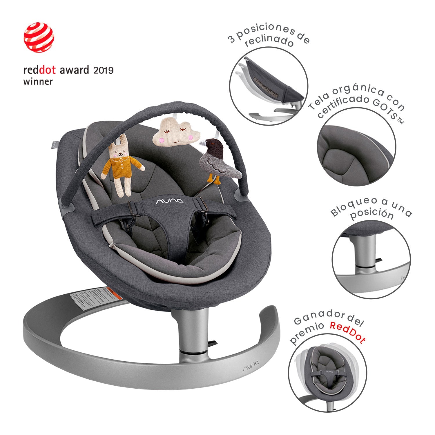 Silla Mecedora Bebe Nuna Leaf Grow Granite