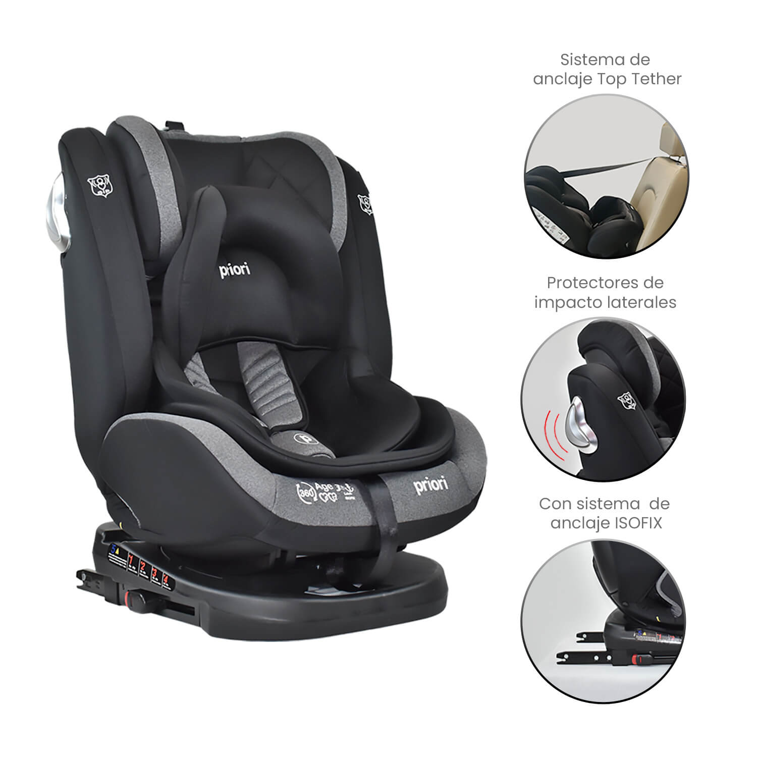 Silla Carro Bebe First Plus 360° Priori Negro